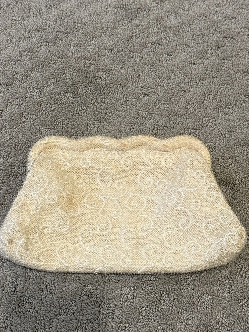 Elegant Beaded Clutch Handbag in Ivory
